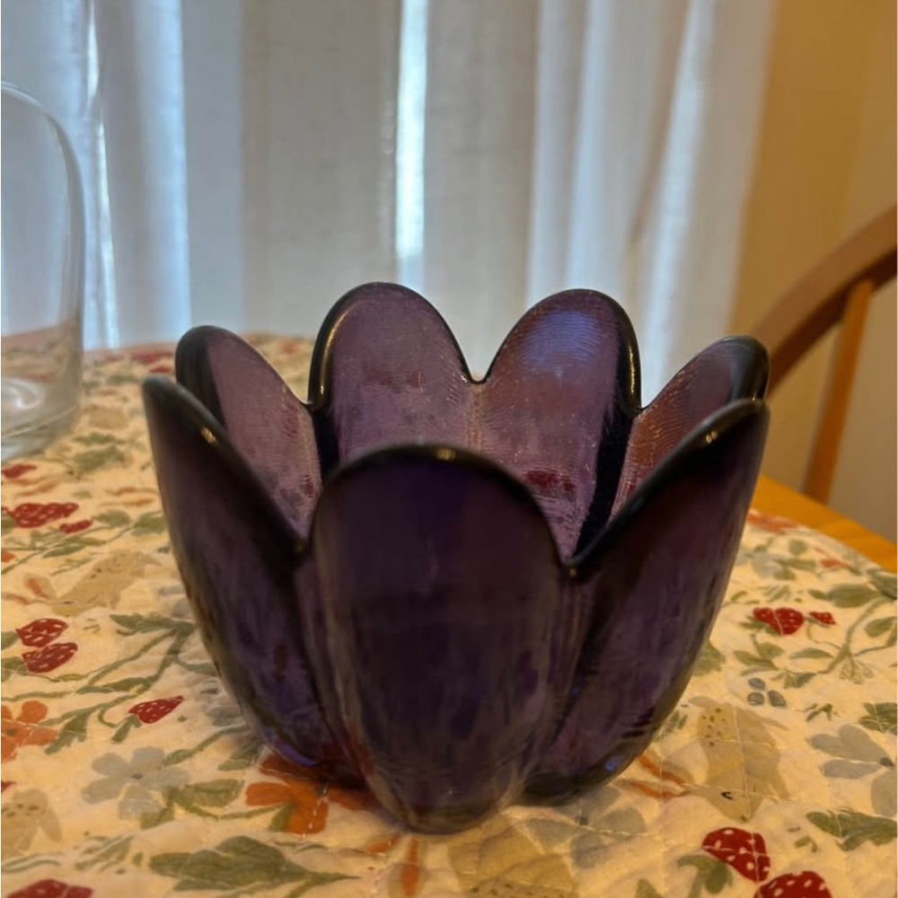 Purple Petal Glass Candle Holder